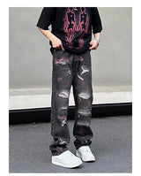 harajuku irregular scratched ripped holes denim jeans men zipper jeans hip hop streetwear new casual straight joggers jean pants unique joggers style 3952