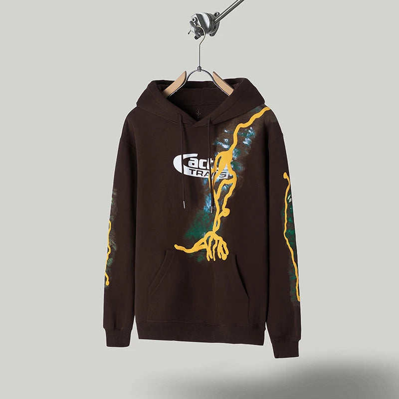 High Street Lightning Foam Print Pullover Fleece Hoodies For Men And W