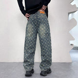 men jacquard loose casual hip hop vibe splice pocket denim baggy jeans pants man streetwear ripped jeans trousers boyfriend urban skinny jeans