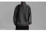 Mens Polar Fleece Half Zip Turtleneck Sweatshirts Korean Fashion Loose