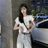 Skatercore Vintage print – New Summer New Pure Cotton Discreet Navel Baring Short Sleev