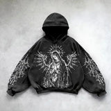 Oversized Sweatshirt Shining Angel Hoodies Women Goth New Couples Goth