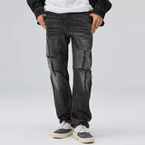 distressed hole ripped washed jeans pants for men straight retro streetwear baggy denim trousers frayed casual hip hop jean urban skinny jeans