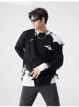 oversized knit pullover, fall/winter fashion, soft knit pullover with flame design, y2k fashion statement