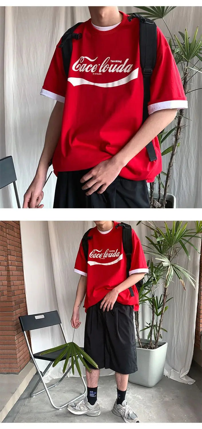 Vaporwave Tribal flame – Korean Summer Fashion Brand Printed Short Sleeved T Shirt Me