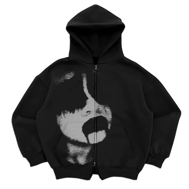 Gothic Retro High Street Hoodies Y2K Zip Up Hoodie Men And Women Cloth