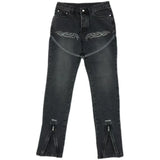2023 dark streetwear totem embroidery vintage baggy men jeans pants feet zipper straight hip hop punk denim trousers ropa hombre ripped baggy denim