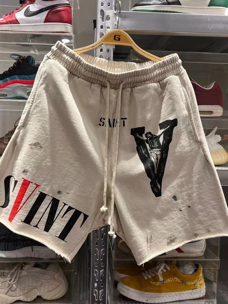 prints loose edging sport shorts quarter pant summer street shorts