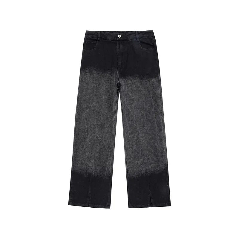 rainbowtouches men jeans unisex pants high street hip hop loose casual couple cargo straight patchwork gradient casual pants unique cargo style 591