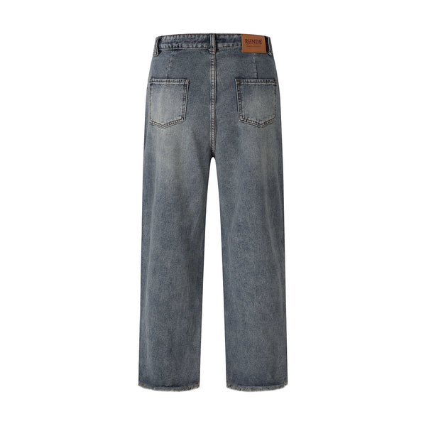 butterfly patches embroidered washed straight vintage baggy fitting jeans for men high street distressed jeans pants women ripped baggy denim