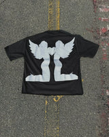 Vaporwave Streetwear top – American Gothic Fashion Angel Print Oversized T Shirt Womens