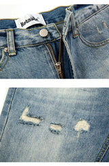 original tie dyed ripped flared denim jean for men streetwear washed hole casual stacked jeans pants mens slim fit jeans 2023 unique jeans style 3755