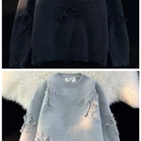 grunge oversized knit streetwear piece for layered look and winter street fits, ideal for men’s fashion and seasonal streetwe