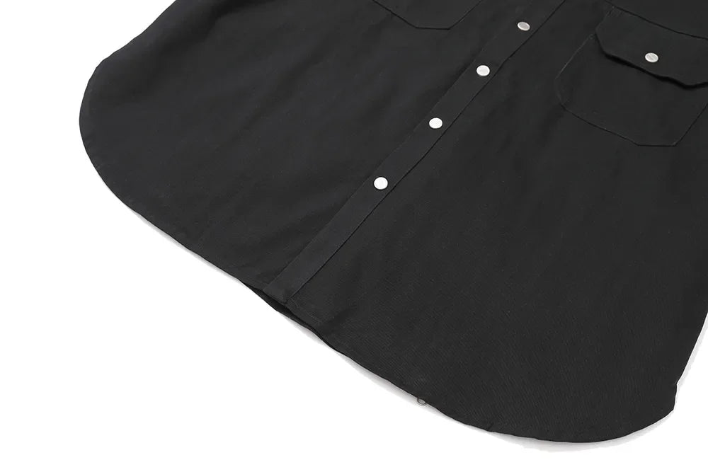 Back Zipper Vibe Style Black Long Sleeve Shirts Jackets for Men Streetwear Y2k Baggy Ropa Hombre Camisas Oversized Loose Coat