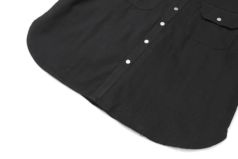 Back Zipper Vibe Style Black Long Sleeve Shirts Jackets for Men Streetwear Y2k Baggy Ropa Hombre Camisas Oversized Loose Coat