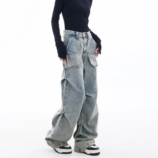 2024 american style new spring and autumn street fashion straight leg mid waist jeans for couples loose retro y2k casual pants ripped baggy denim