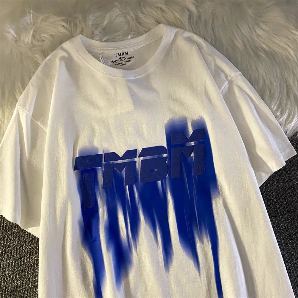 Anime Melting smiley – American Retro Street Lettering Simple Printing Short Sleeve