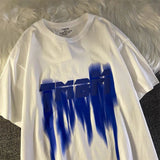 Anime Melting smiley – American Retro Street Lettering Simple Printing Short Sleeve