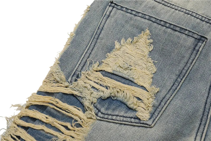 fashion ripped denim jeans mens destoryed holes zipper straight trousers jeans hip hop streetwear new casual joggers jeans pants unique joggers style 3072