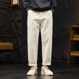 plus size 28 42 men streetwear fashion loose casual straight ankle length white denim jeans pant cityboy harem jeans trouser ripped baggy denim