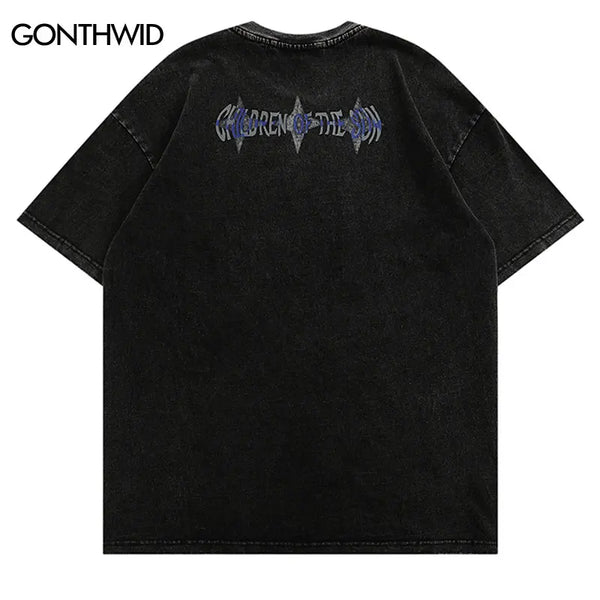 Glitchcore Fashion – Mens Punk T Shirt Streetwear Hip Hop Vintage Retro Graphic P – Modern Streetwear for Everyone