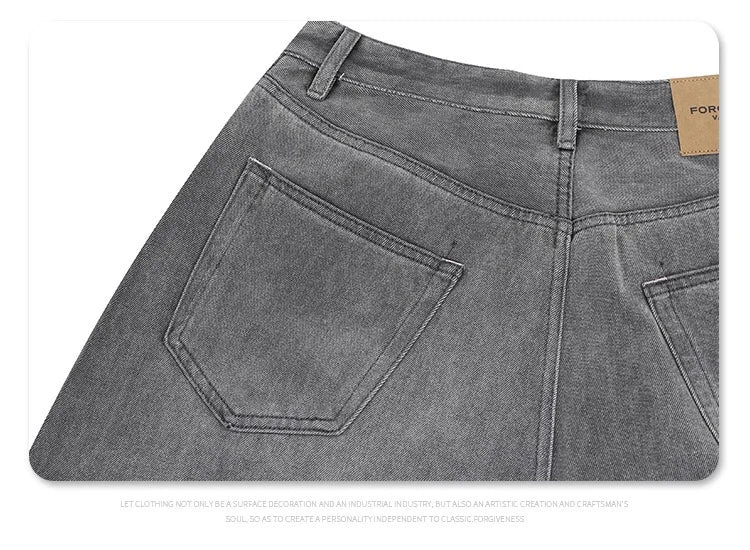 2024 autumn and winter new carbon ash wash worn jeans