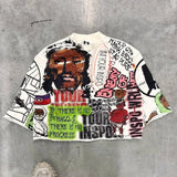 Anime Tribal flame – Retro Y2K New Hip Hop Punk Graffiti Design Pattern Printed T