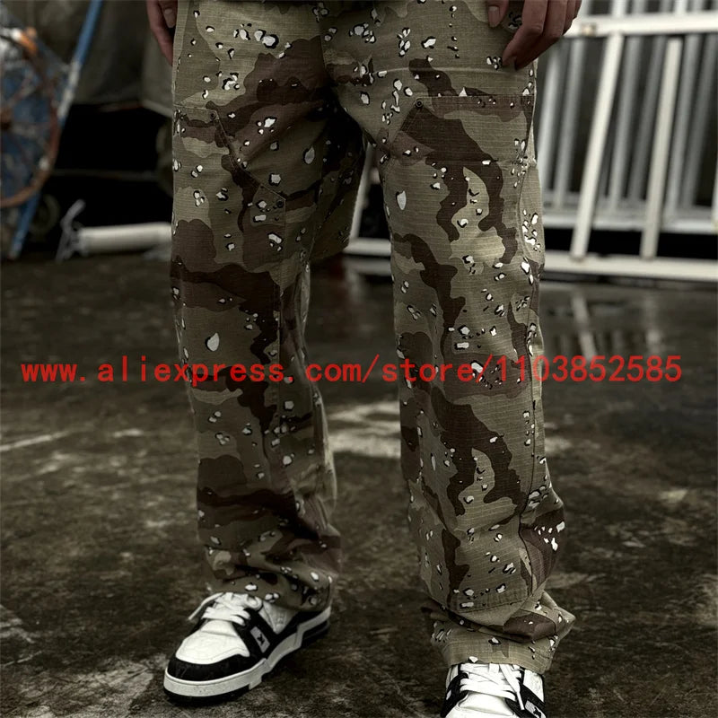 2024 new american vintage direct casual functional work pants heavy duty washed outdated logging pants desert camo high street unique default style 2968