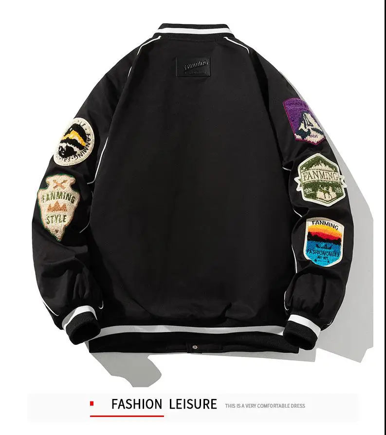 leather varsity coat, fall winter style, men's streetwear fashion, oversized urban jacket, high quality cold-weather coat