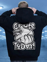 High Street Cartoon Finger Graphic Hooded Sweatshirts For Men Autumn Oversized Retro Couples Casual Hoodies y2k sudadera hombre
