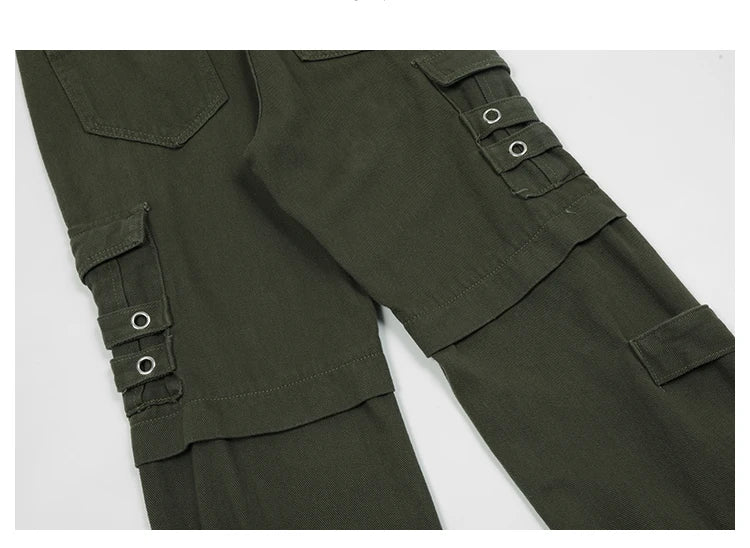 hip hip pants men bottom zipper cargo pants streetwear side pockets harajuku joggers unisex baggy loose straight cotton trousers unique joggers style 3240