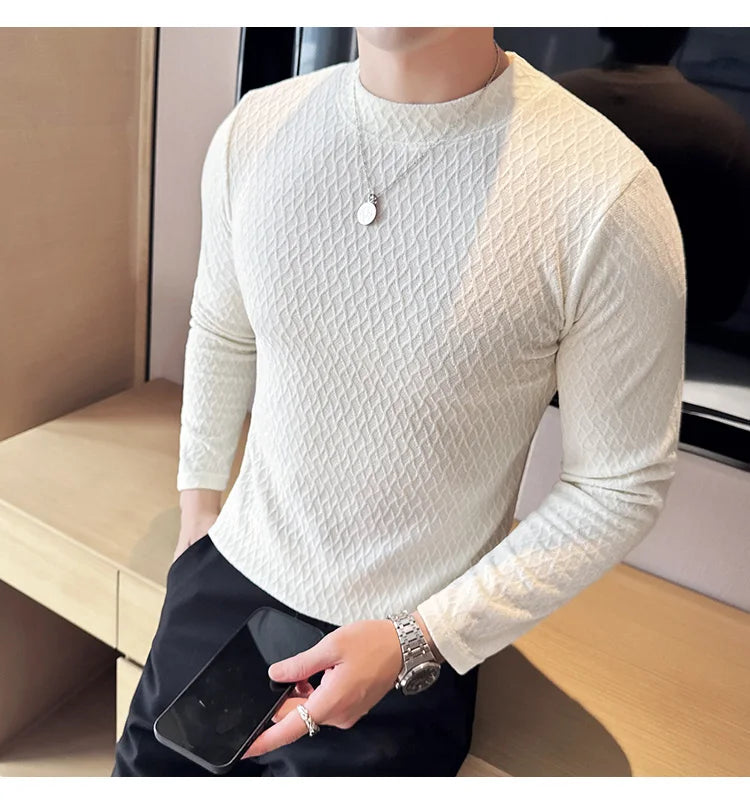 Skatercore Graphic tee – Autumn Winter Semi Turtleneck Stretch Slim Fit Long Sleeve T