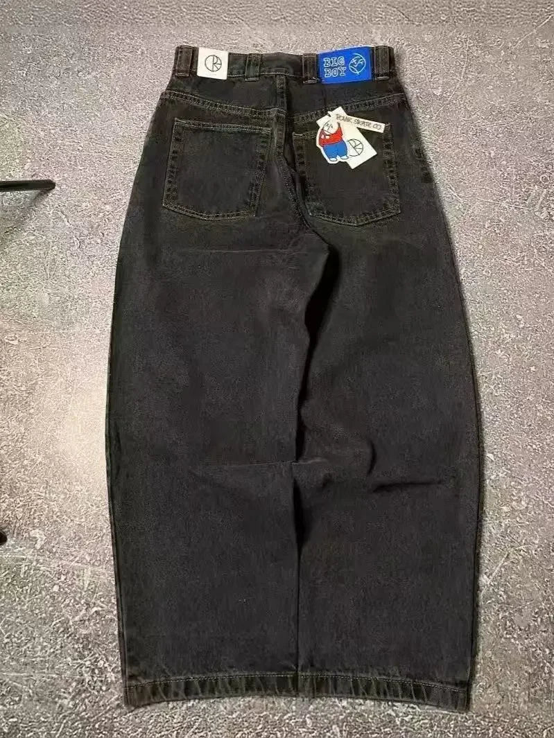 bigboy foreign trade american retro autumn new mens jeans ins black loose straight wide leg cargo pants streetwear men joggers casual joggers