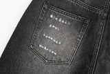 high street black washed straight jeans lowrise hip hop ripped jeans pants for men baggy vintage fashion wide denim pants women unique jeans style 5374