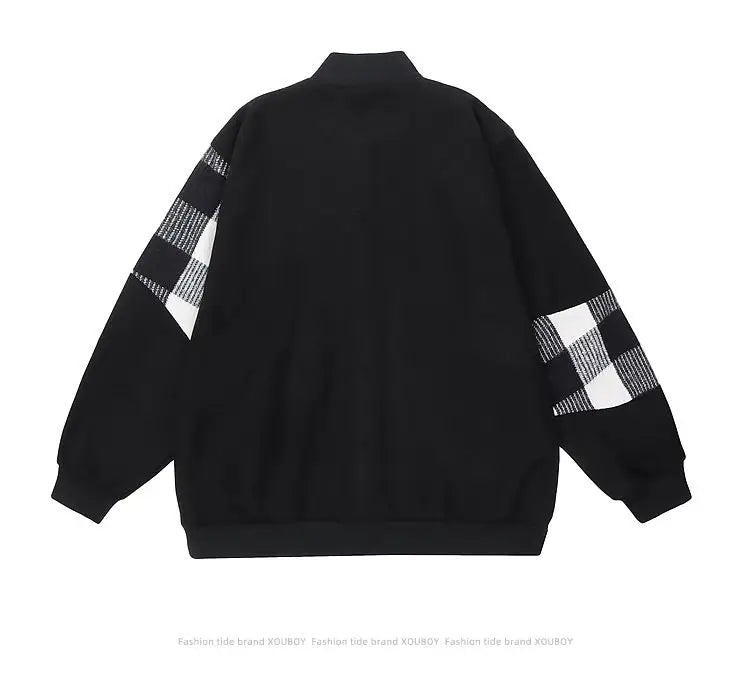 American Retro Jacket Mens Autumn Hong Kong Style Design Color Blocked