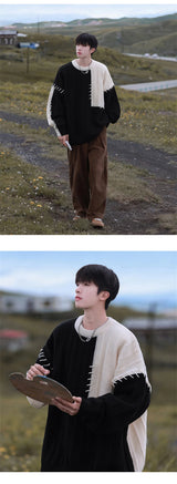 minimalist knit hoodie, photo-ready knit, unisex oversized techwear hoodie for men street style