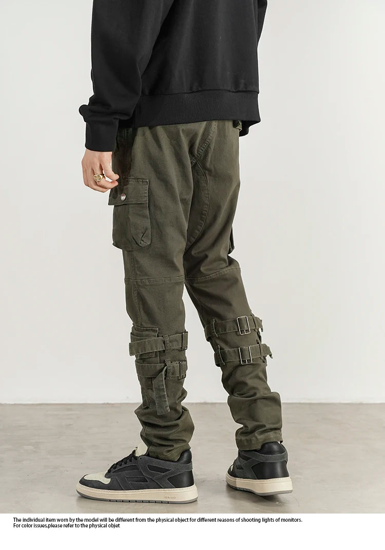 mens high street jeans casual hip hop military cargo pockets trousers new fashion slim fit zipper skinny denim pants joggers unique joggers style 2701