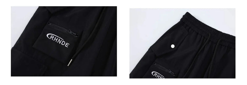 fashion loose streetwear cargo pant unisex casual multi pocket wide legs drewstring trousers hip hop joggers mens baggy pants unique joggers style 5085