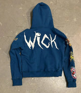 Street Fashion Brand Retro Zipper Hoodie Men Anime Graffiti Print Over