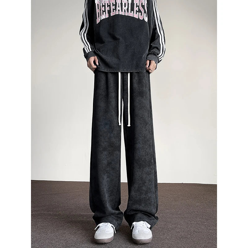 harajuku streetwear tie dye casual pants men women wide leg straight mopping trousers oversize korean fashion drawstring pants unique default style 1292