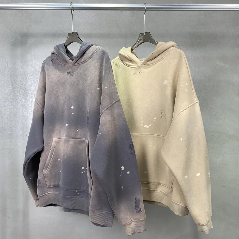 trapwear aesthetic drop featuring street wear speckled ink rubbed hooded hoodies fashion sense distressed winter coat mens and womens baggy washing clothes
