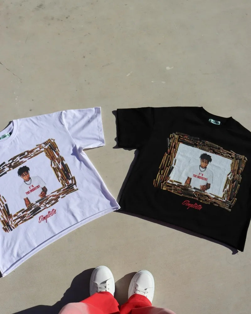 Skatercore Aesthetic print tee – Men Round Neck Cotton Oversized T Shirt Street Personality F