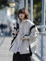 outdoor sports coat set new unisex couple 2 piece set casual hooded windbreaker big pocket wide leg workwear pants suits unique default style 4471