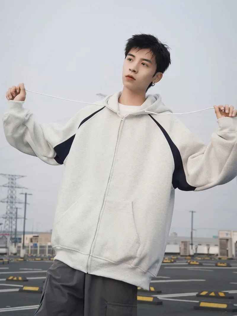 Heavy Weight American Hoodie Mens Spring Autumn 2024 Color Blocking Lo