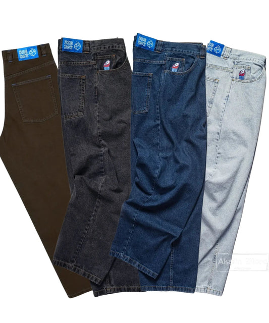 hip hop polar big boy jeans streetwear cartoon embroidery y2k pants vintage blue baggy jeans mens womens high waist wide trouser urban skinny jeans