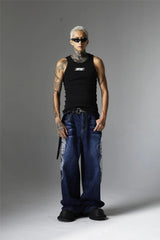 mens black baggy jeans dragon embroidered straight jeans streetwear hip hop loose trousers male luxury designer denim pants unique jeans style 1990