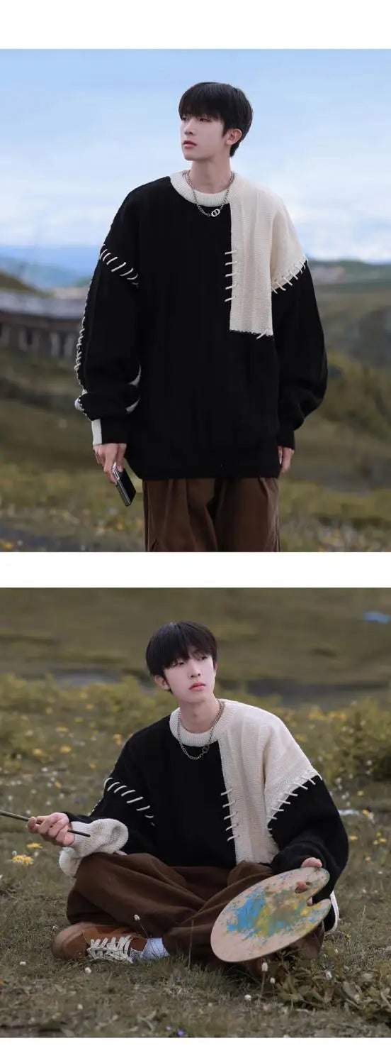 techwear flame hoodie for men, oversized streetwear fit with bold knit design, mens fashion layer for modern streetwear colle