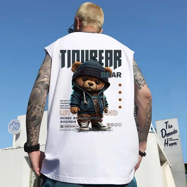 Harajuku Tribal flames – Gothic Punk Bear Print Tank Tops For Men Hip Hop Oversized S