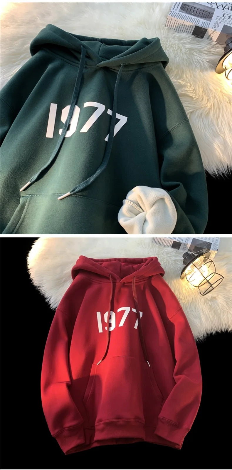 2024 New Men Hoodies Large Size Casual Male Clothing 1977 Print Fashio