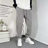 drawstring striped haren chic pants korean trend temperament spring autumn fashion loose waist versatile sweatpants mens cloth relaxed fit joggers
